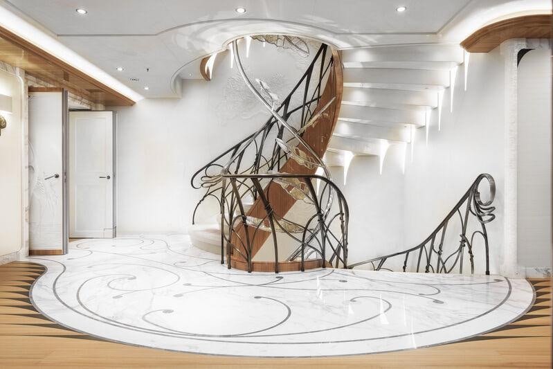 a sculpture of a ship aboard AHPO Yacht for Charter