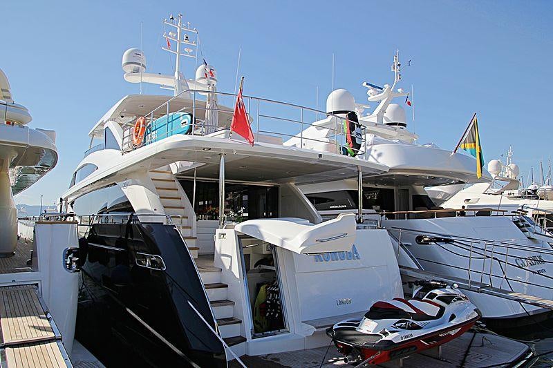 a boat with a boat on it aboard KOHUBA Yacht for Charter
