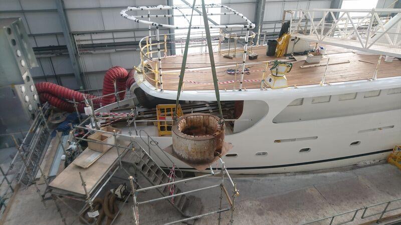 a large white boat with ropes aboard ODYSSEY III Yacht for Charter