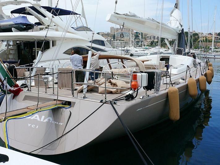 a couple of people on a boat aboard ACAIA Yacht for Charter