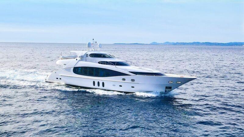 a white yacht in the water aboard SEA BREEZE ONE Yacht for Charter