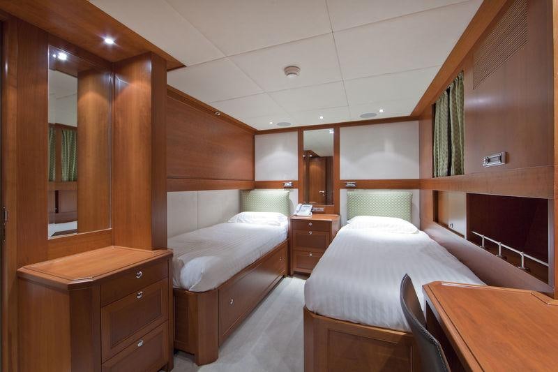a room with two beds aboard CORNELIA Yacht for Charter