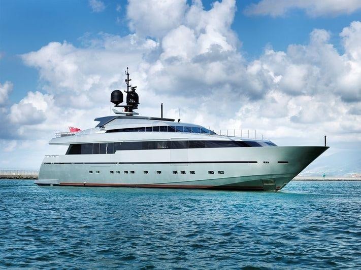 a large white ship in the water aboard NAIA Yacht for Charter