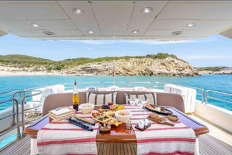 a table on a boat aboard DOLCE VITA IV Yacht for Charter