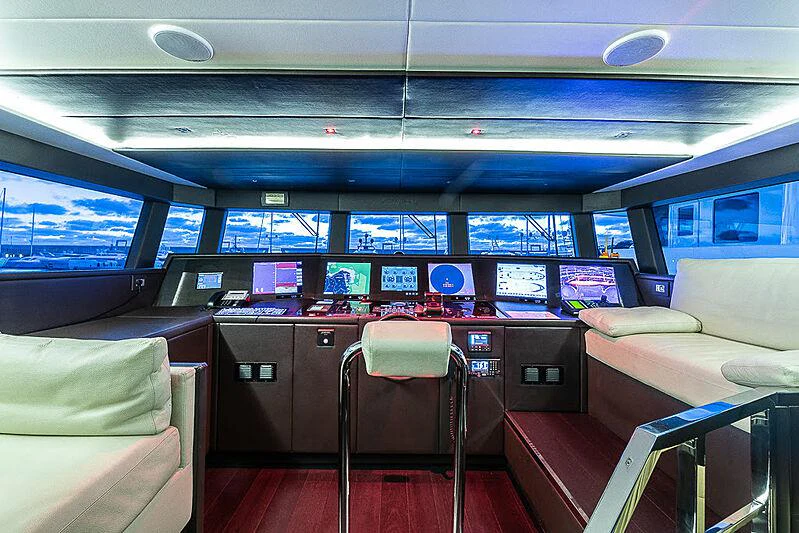 a room with a desk and chairs aboard CINQUANTA-50 Yacht for Charter