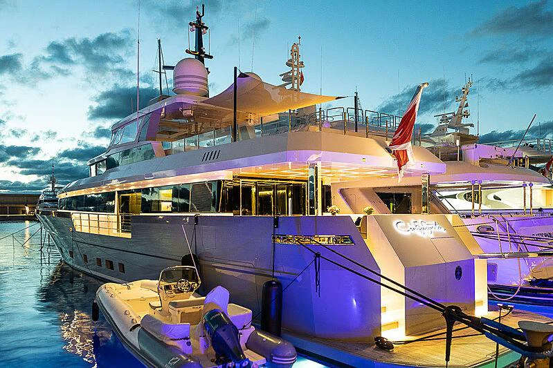 a boat docked at a pier aboard CINQUANTA-50 Yacht for Charter