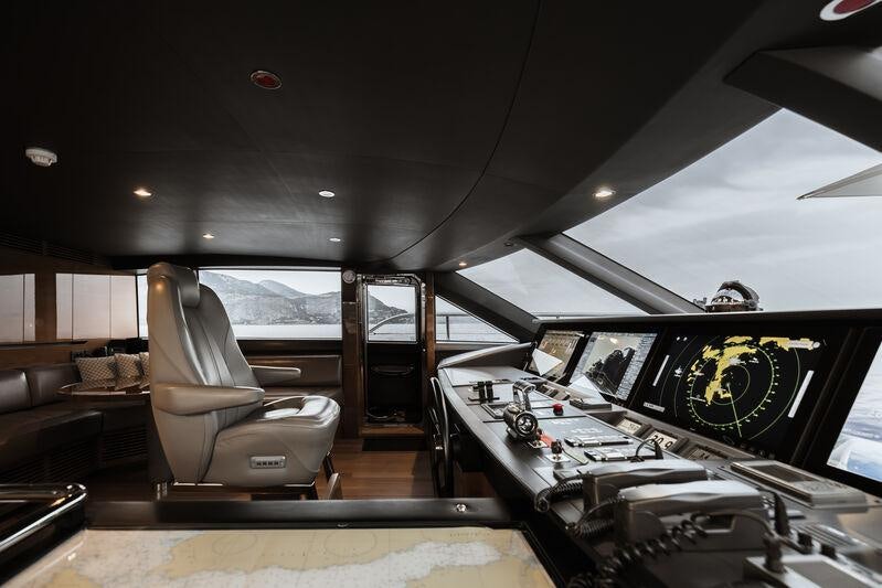 inside of a car aboard RIVIERA LIVING Yacht for Charter
