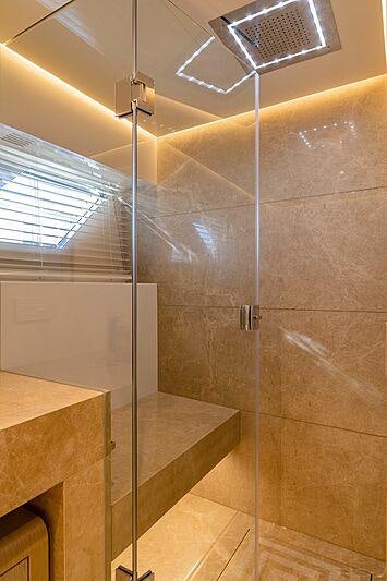 a shower unit in a bathroom aboard THE PEDDLER Yacht for Sale