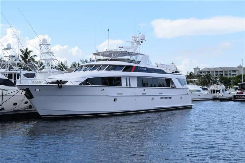 a white yacht in the water aboard MAGNUM RIDE Yacht for Charter