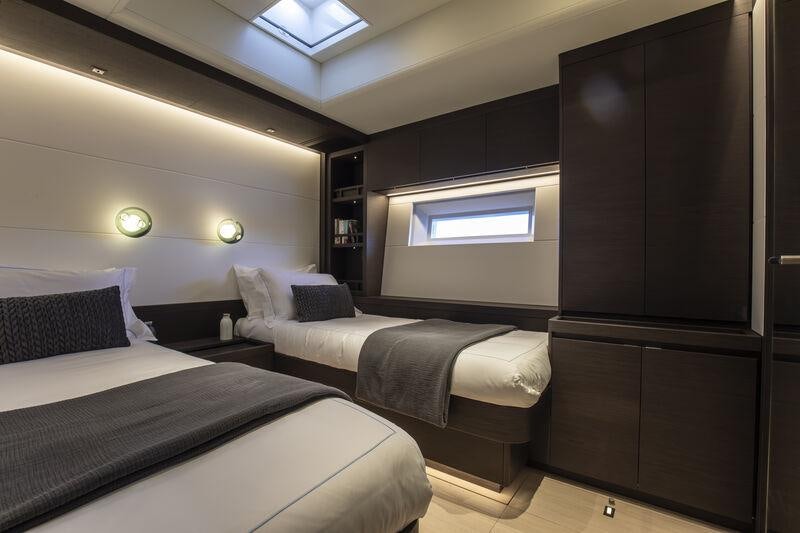 a room with two beds aboard SORVIND Yacht for Charter