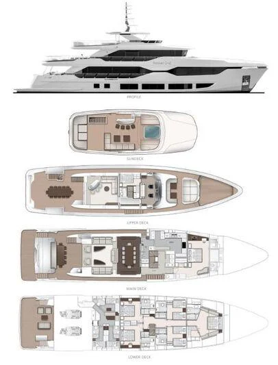 diagram, engineering drawing aboard OPTIMISM Yacht for Sale