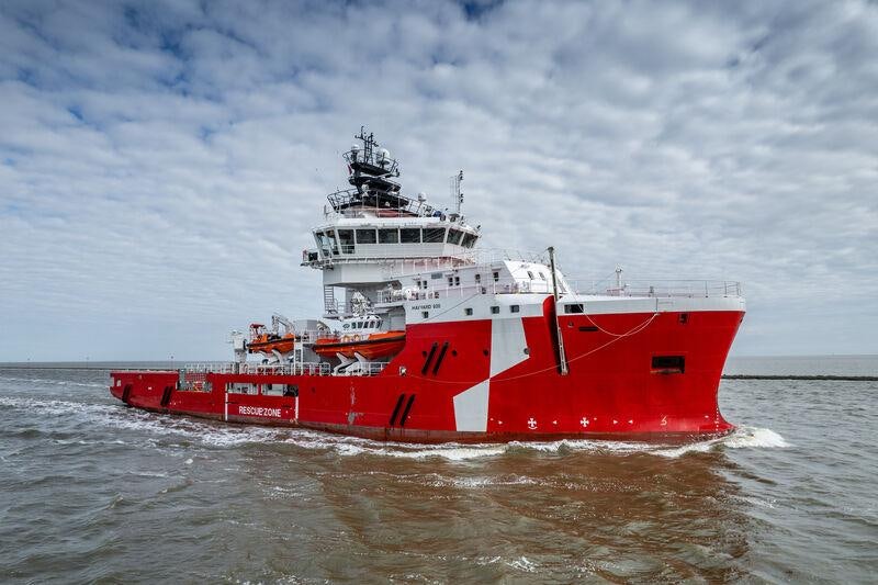 a large red and white ship aboard OCEAN FALCON Yacht for Sale