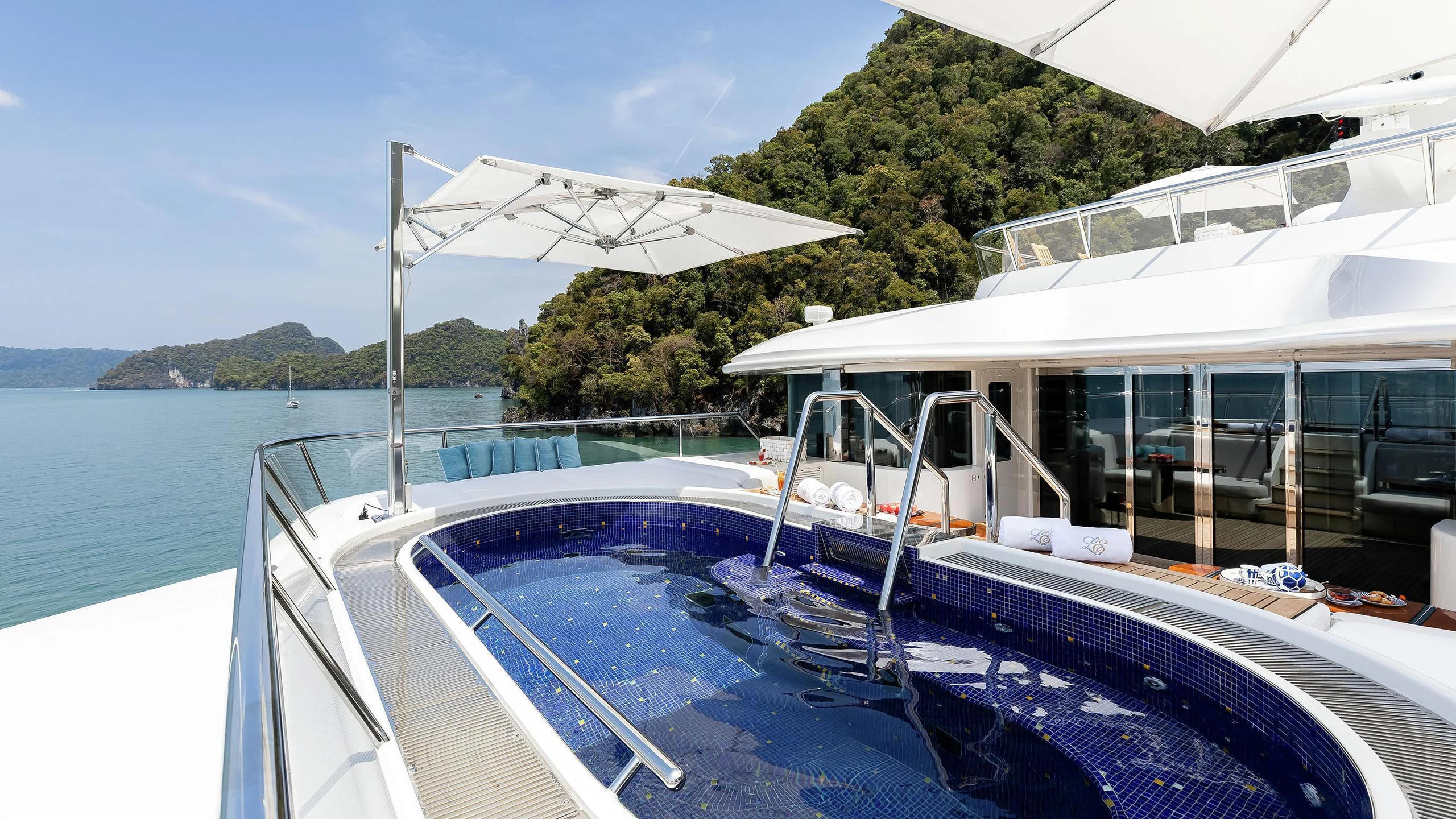 a boat on the water aboard LADY E Yacht for Charter