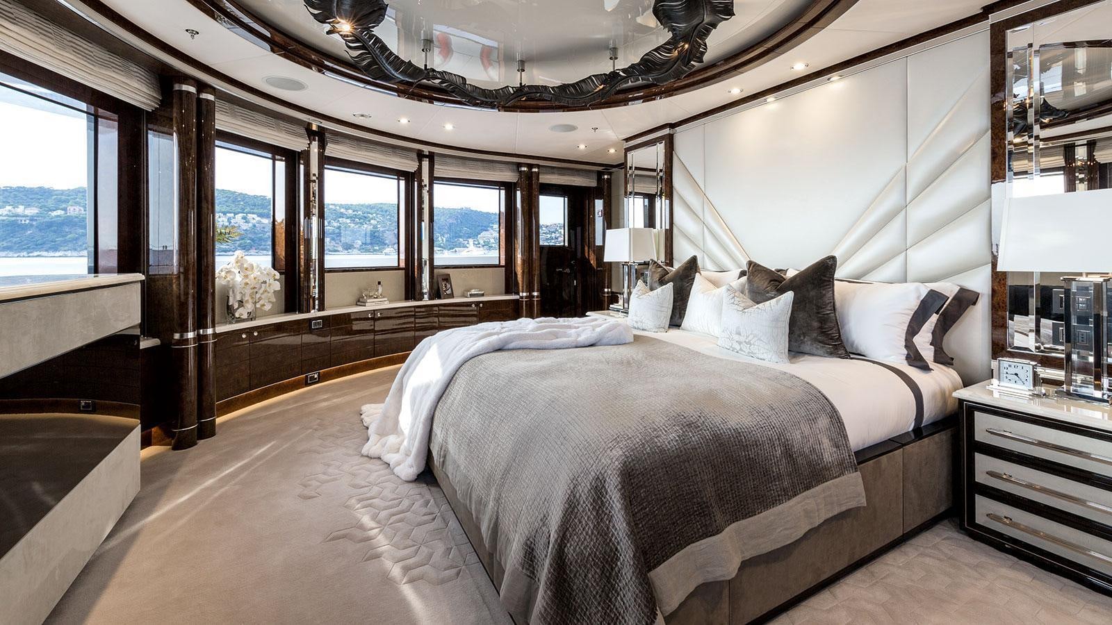 a couple of beds in a room aboard SOUNDWAVE Yacht for Charter