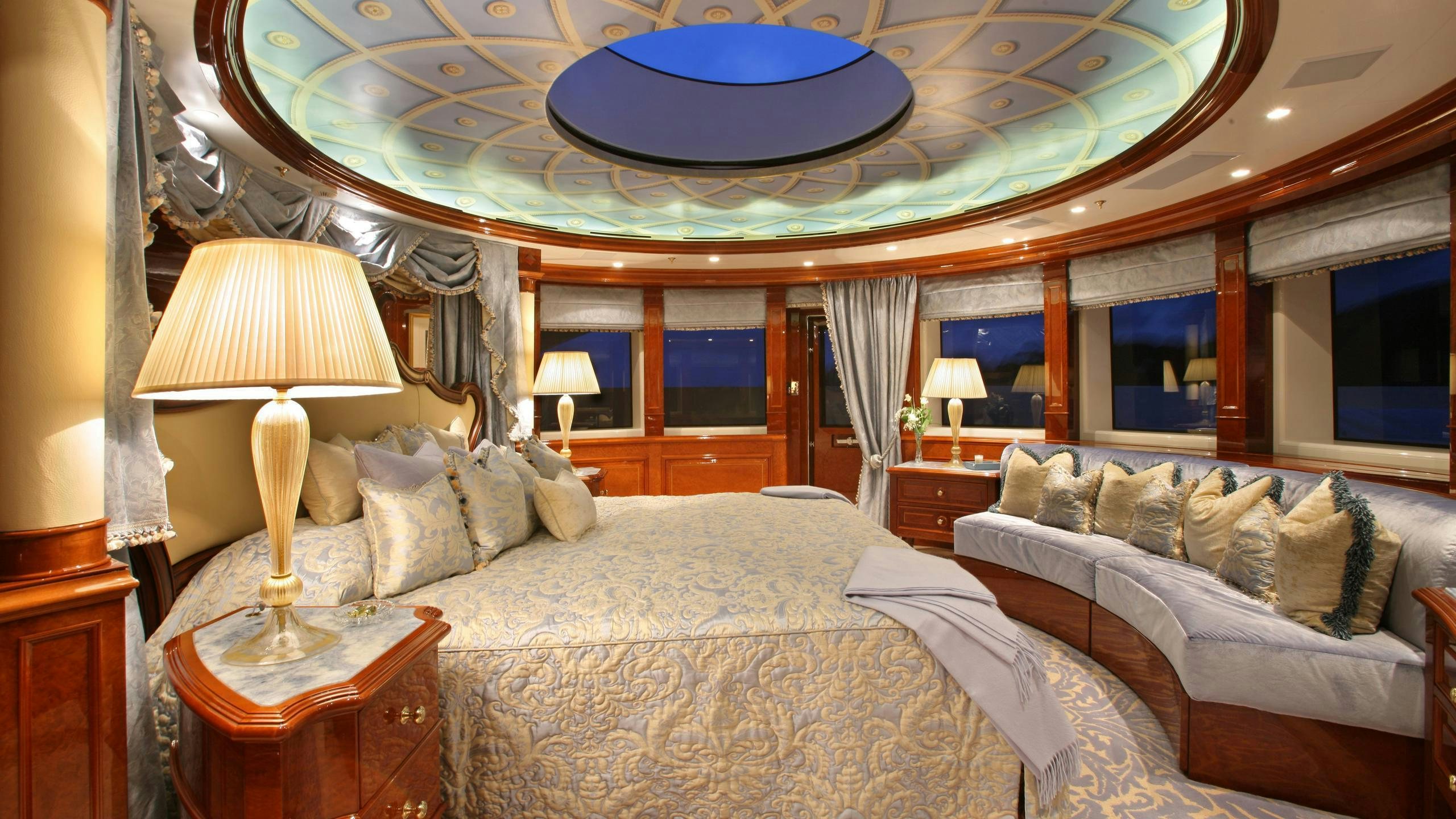 a bedroom with two beds aboard ST DAVID Yacht for Charter