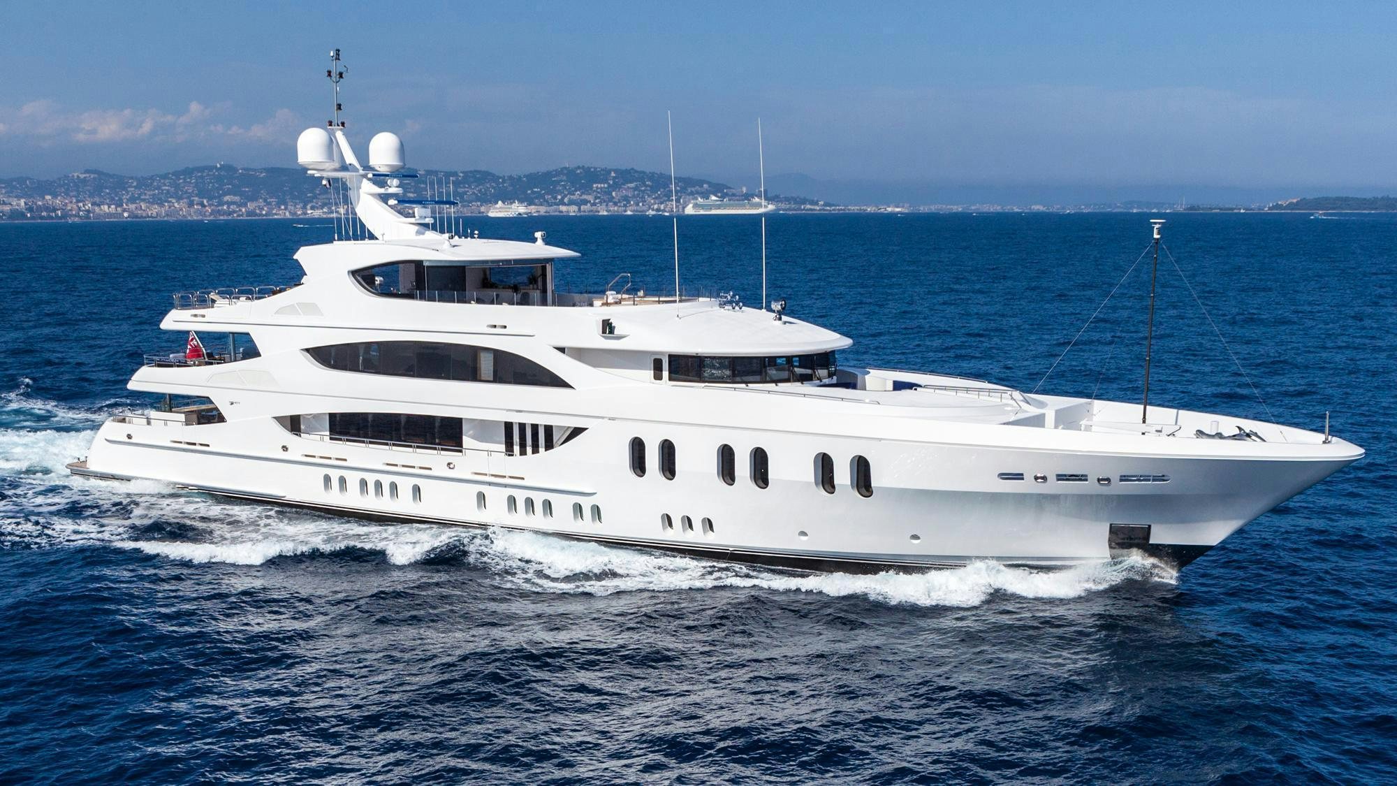 a white yacht in the water aboard LIBERTY Yacht for Charter