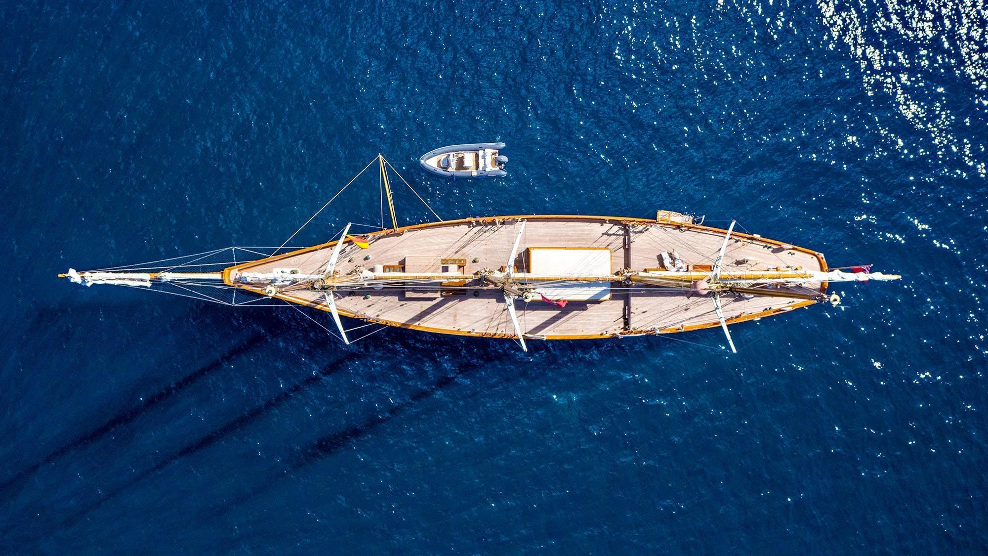 a boat in the water aboard SHENANDOAH OF SARK Yacht for Charter