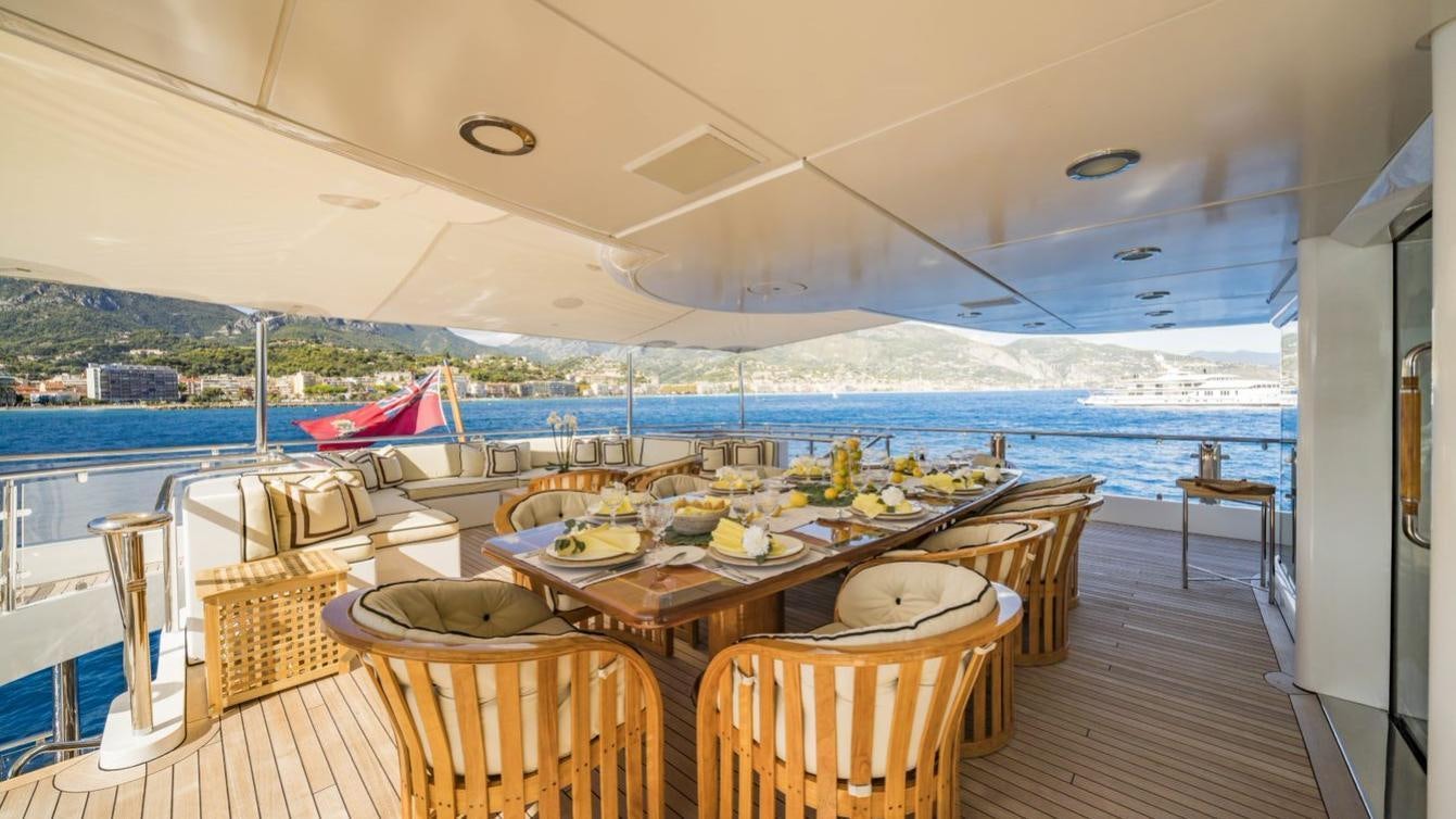 a table set for a meal aboard OCEANA I Yacht for Charter