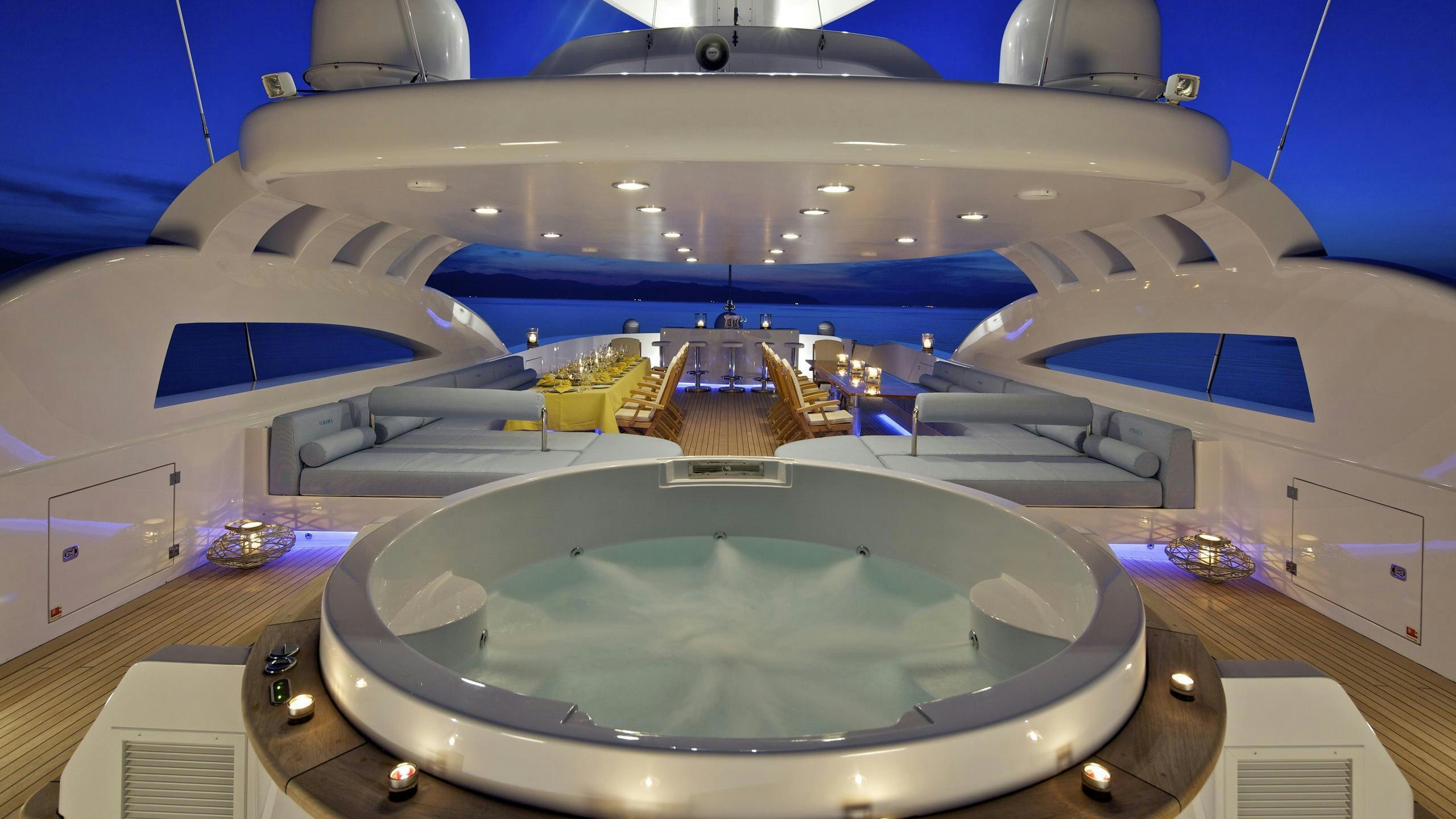 a large room with a pool aboard MIA RAMA Yacht for Charter