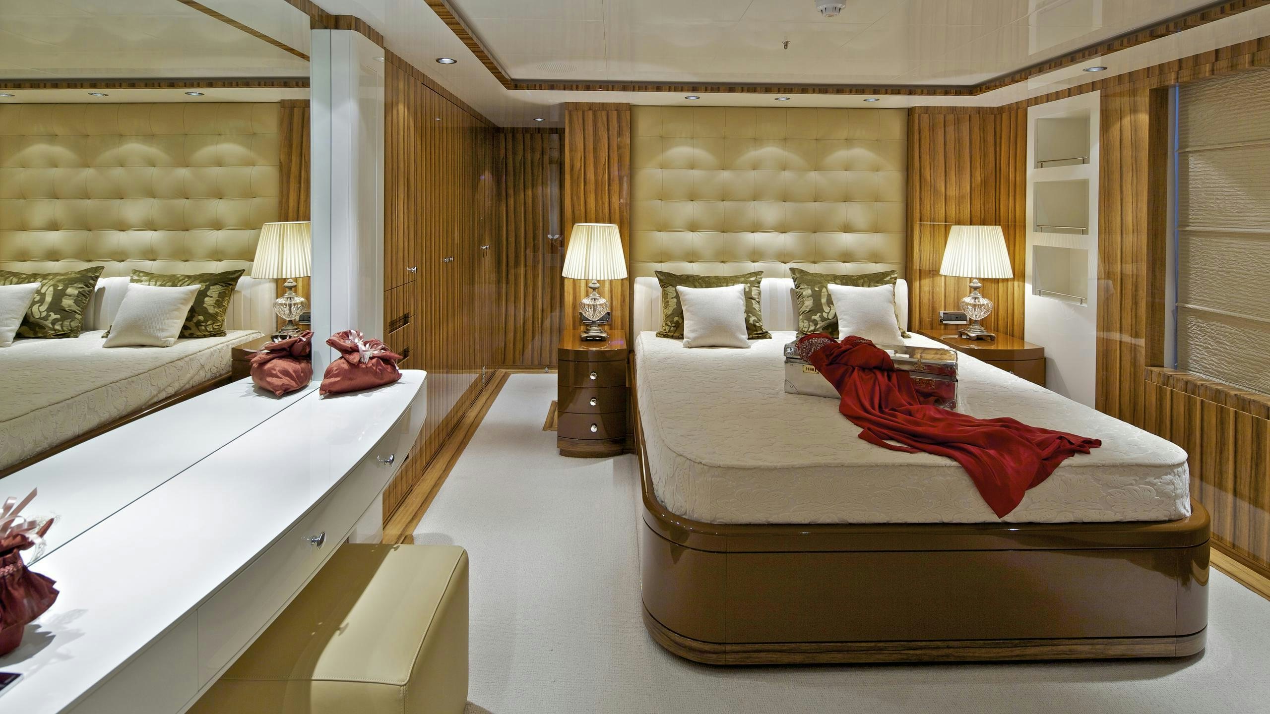 a room with two beds aboard MIA RAMA Yacht for Charter