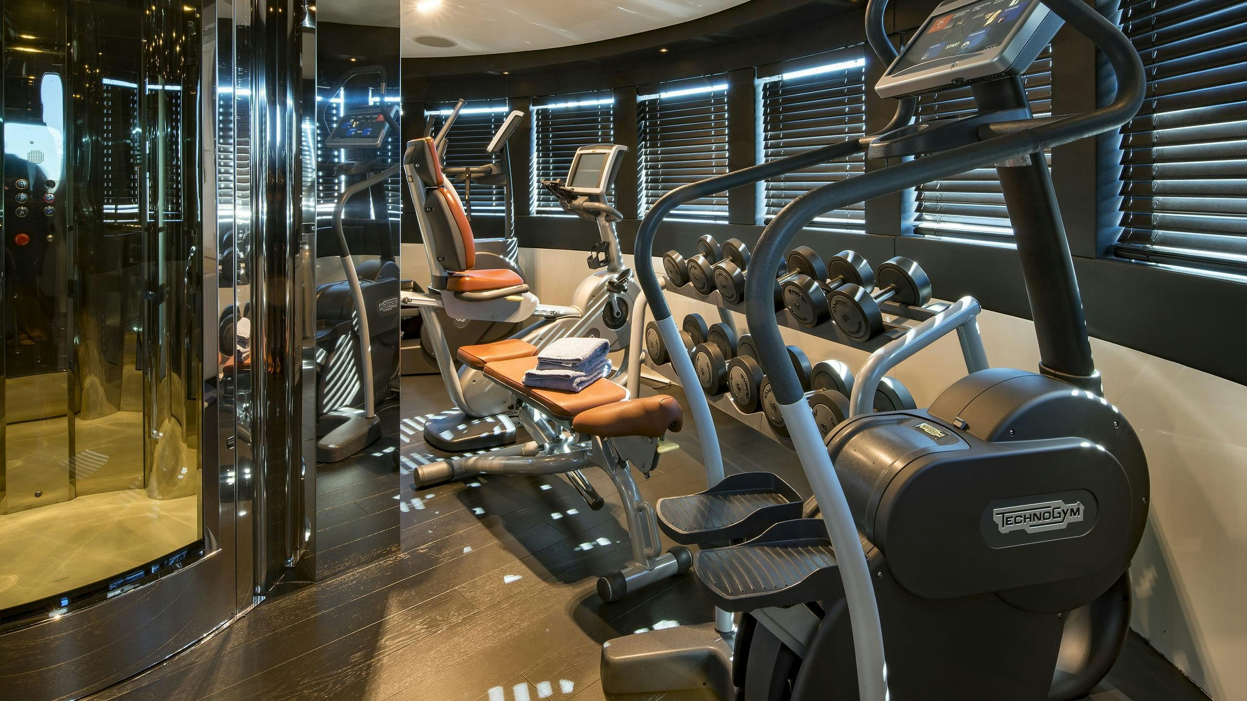 a machine in a room aboard TALEYA Yacht for Charter