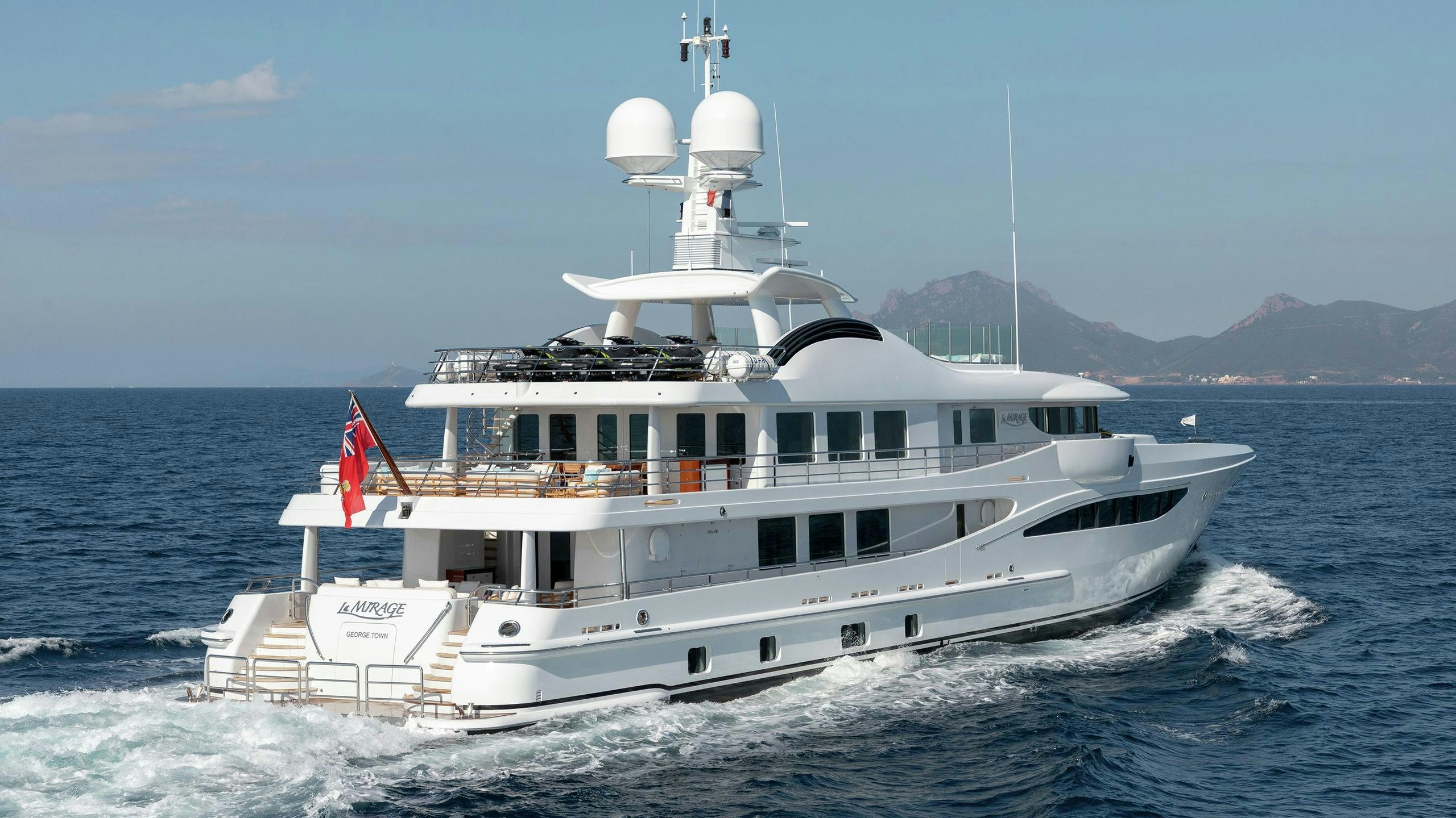 a boat on the water aboard LA MIRAGE Yacht for Charter