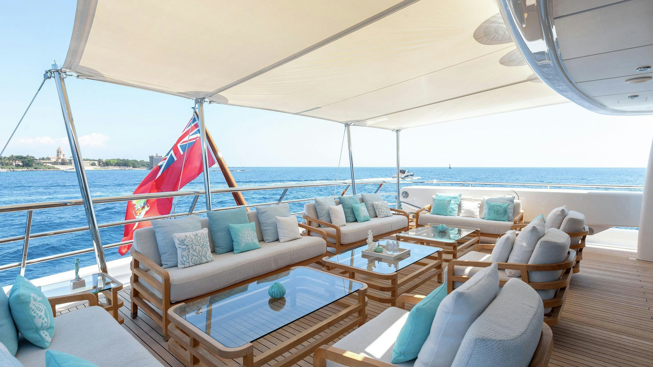 a boat on the water aboard LA MIRAGE Yacht for Charter