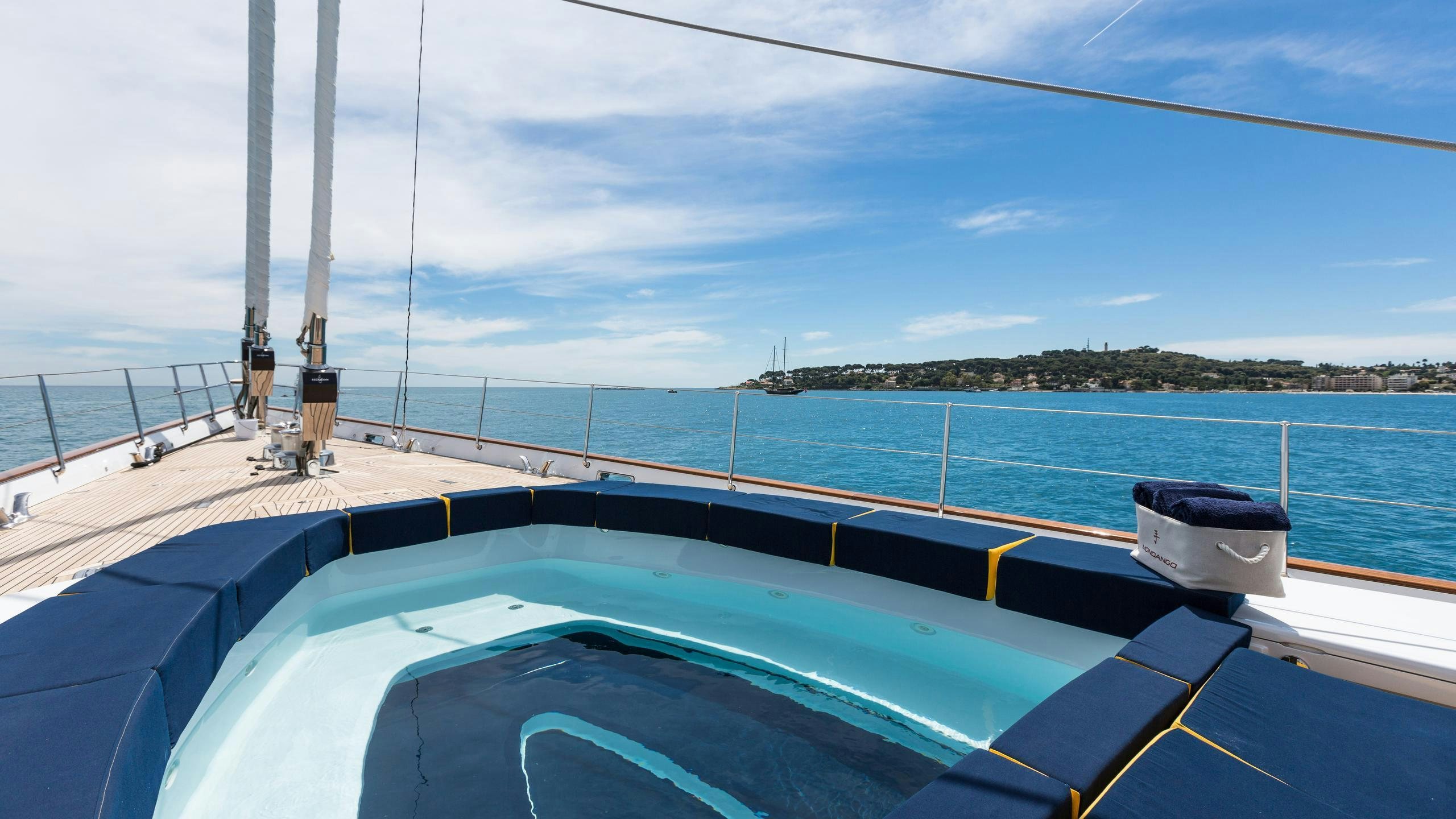 a pool on a boat aboard Q Yacht for Charter