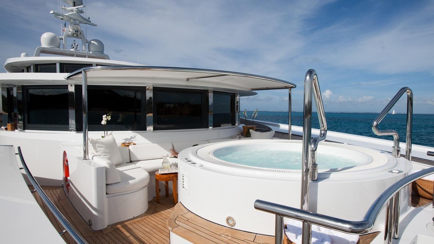 a boat on a deck aboard FRIENDSHIP Yacht for Charter