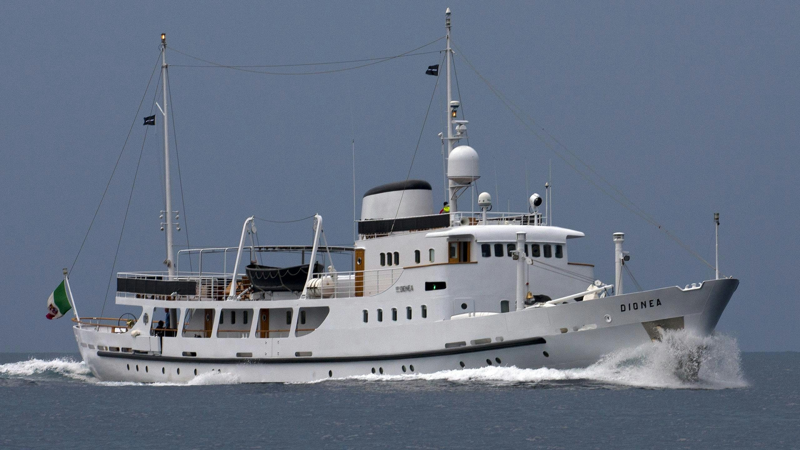 a boat on the water aboard DIONEA Yacht for Charter