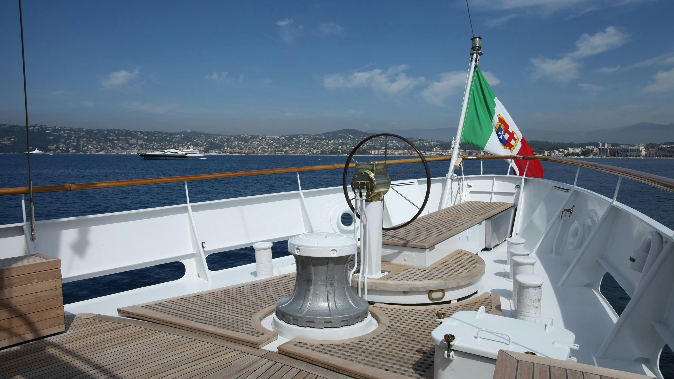 a boat on the water aboard DIONEA Yacht for Charter