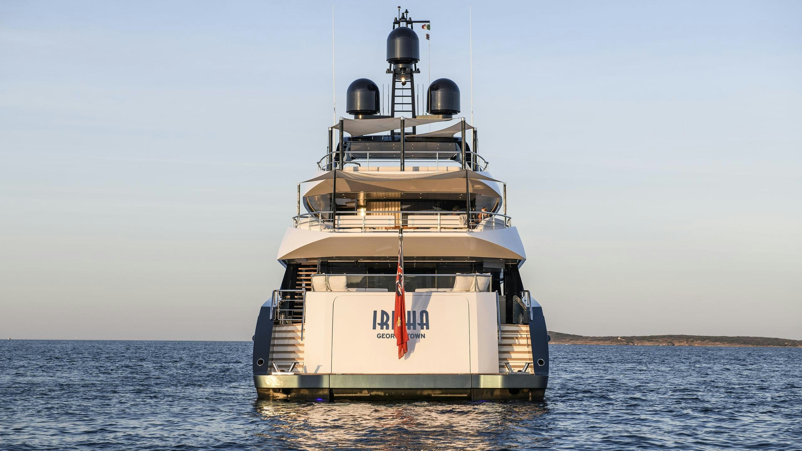 a large boat in the water aboard IRISHA Yacht for Charter