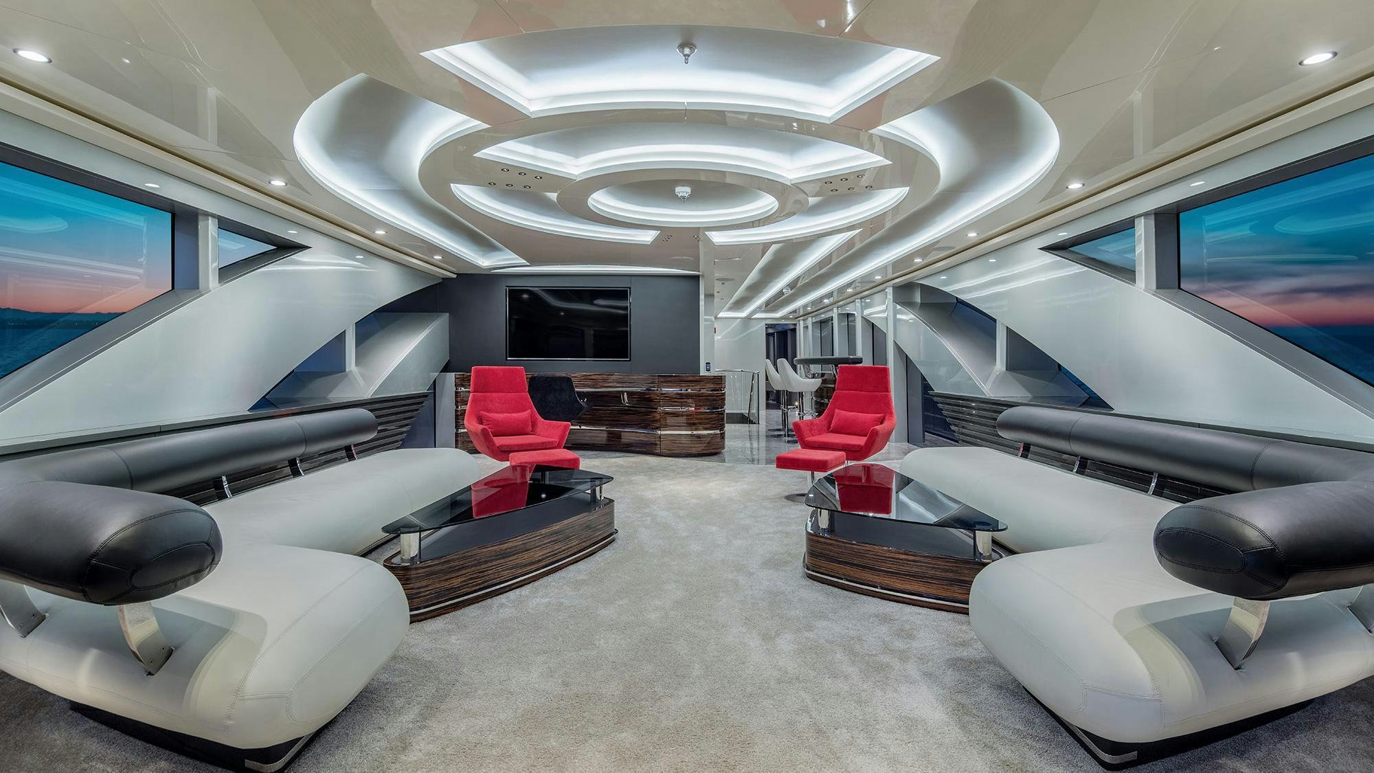 inside of a car aboard EUPHORIA II Yacht for Charter