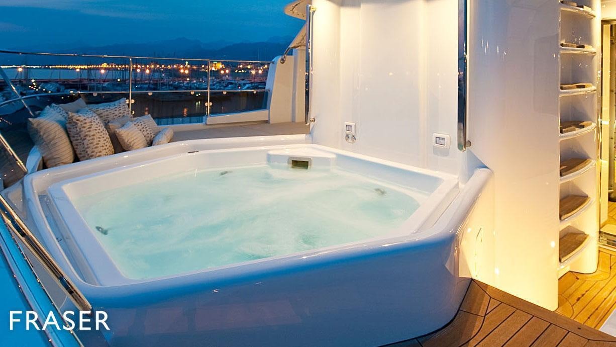 a large swimming pool aboard ELENA V Yacht for Charter