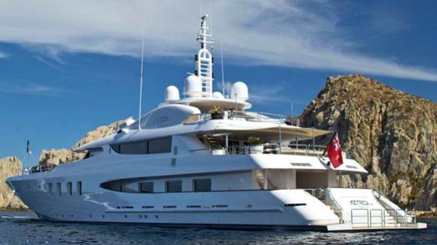 a large white ship aboard AZTECA Yacht for Charter