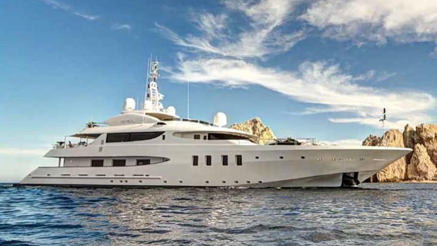 a white yacht in the water aboard AZTECA Yacht for Charter