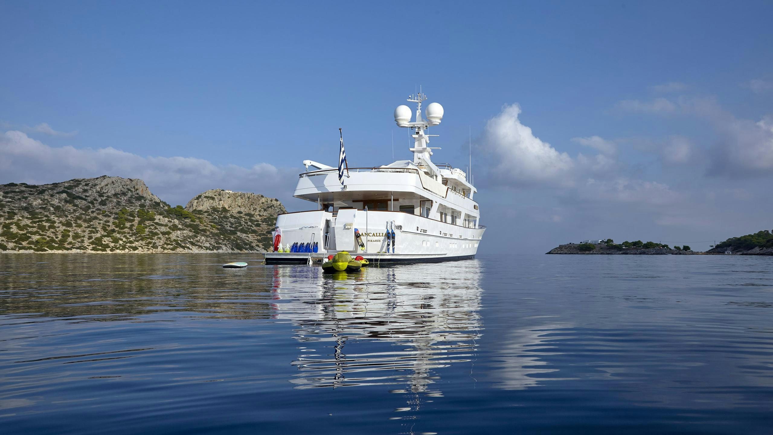 a boat on the water aboard ANCALLIA Yacht for Charter