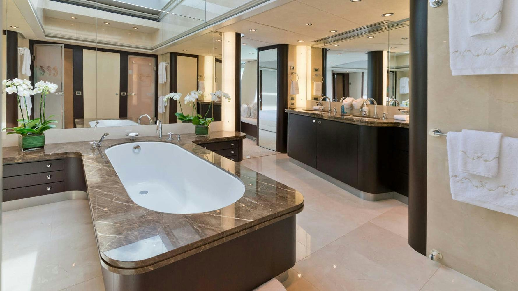 a large bathroom with a large bathtub aboard BELLA Yacht for Charter