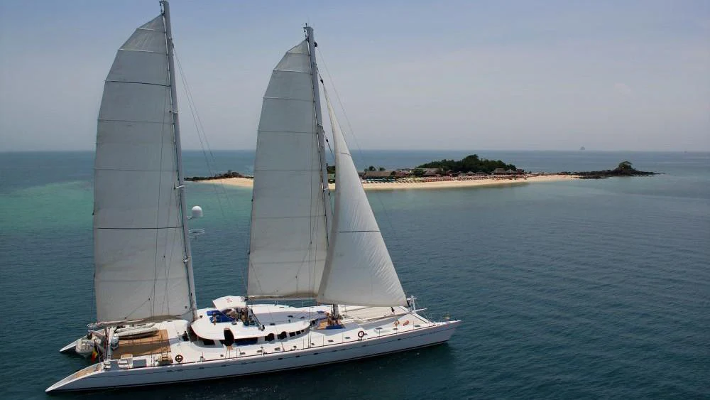 a sailboat on the water aboard DOUCE FRANCE Yacht for Charter