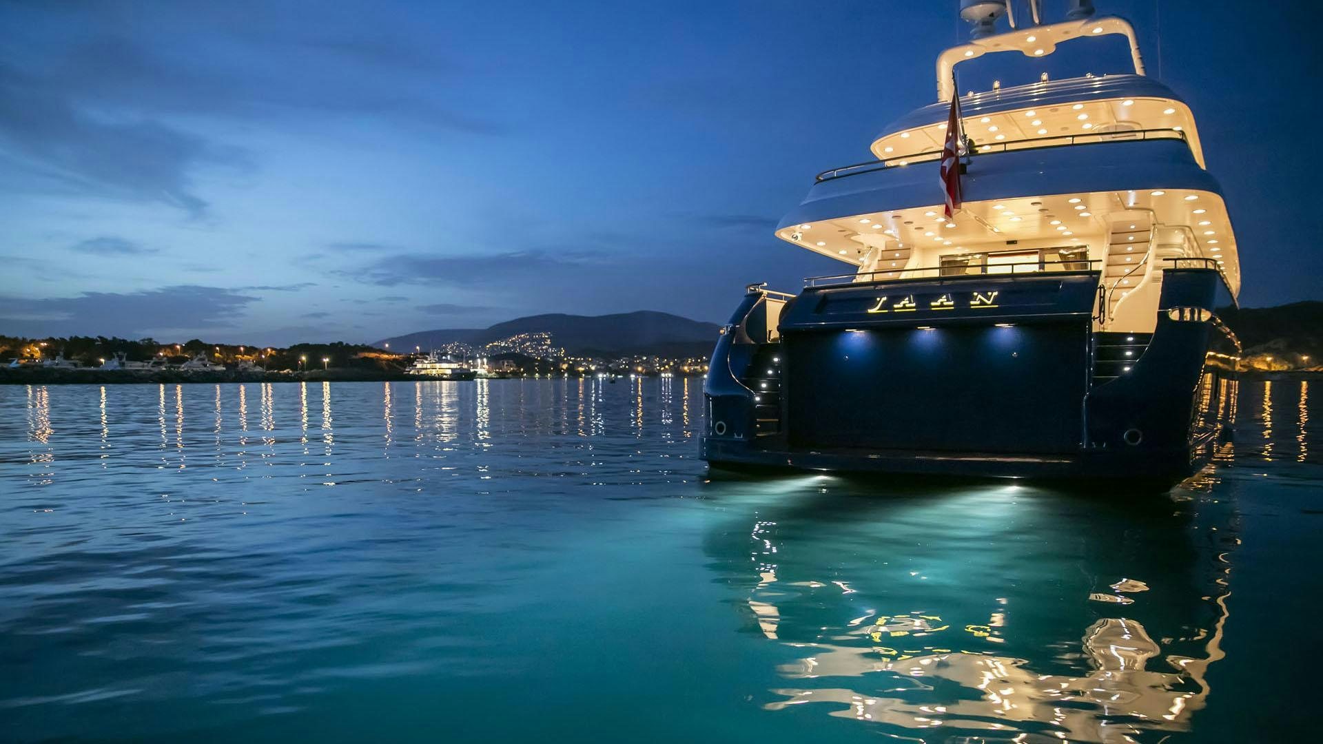 a boat on the water aboard JAAN Yacht for Charter