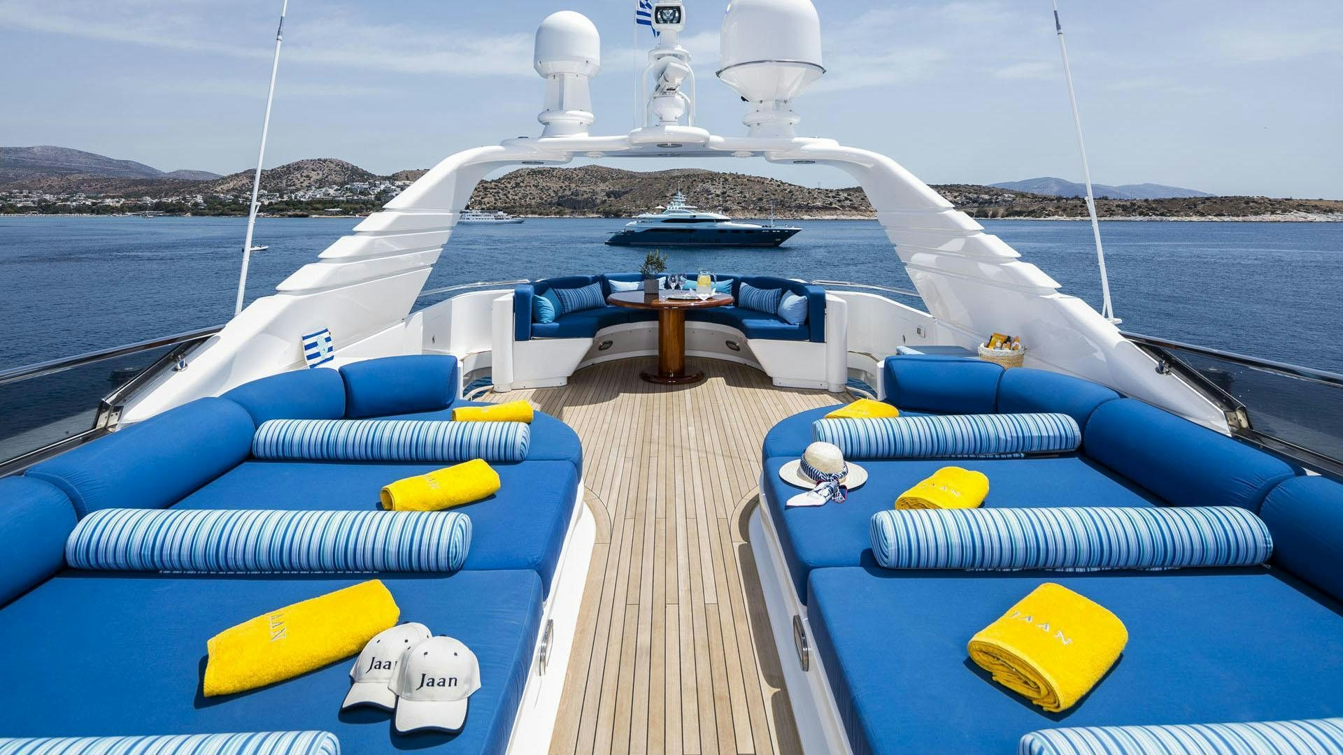a boat on the water aboard JAAN Yacht for Charter