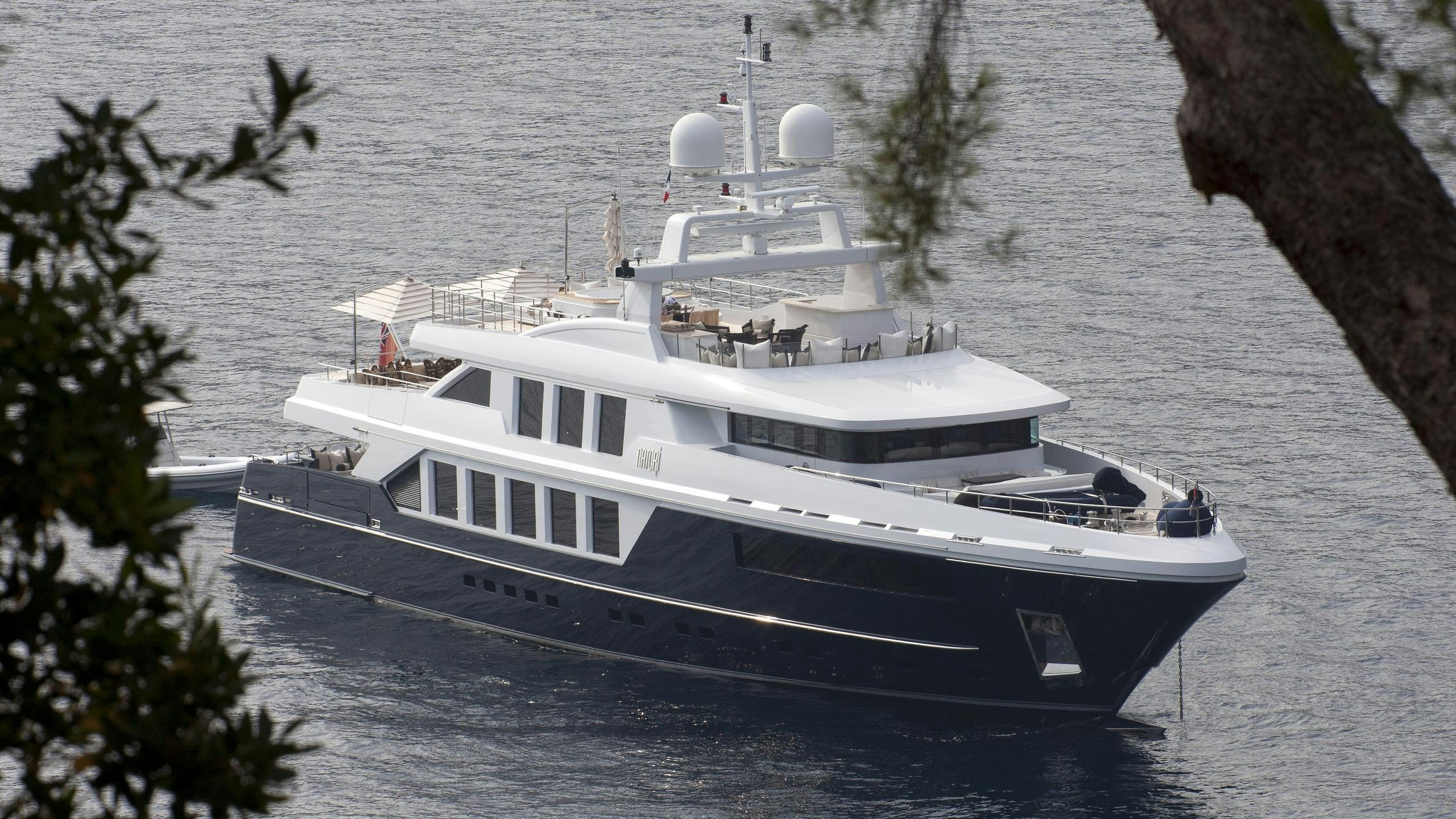 a white boat in the water aboard TIMBUKTU Yacht for Charter