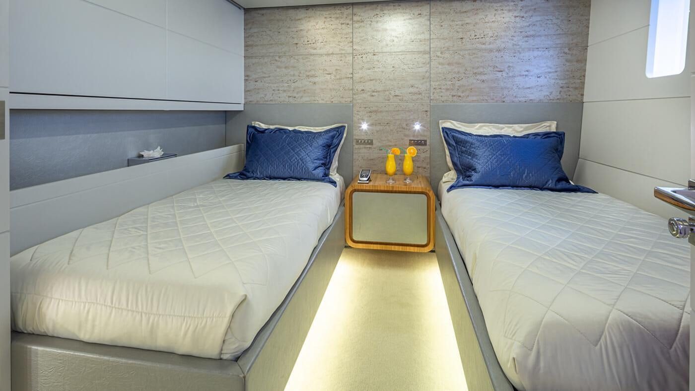 a room with two beds aboard SEA WOLF Yacht for Charter