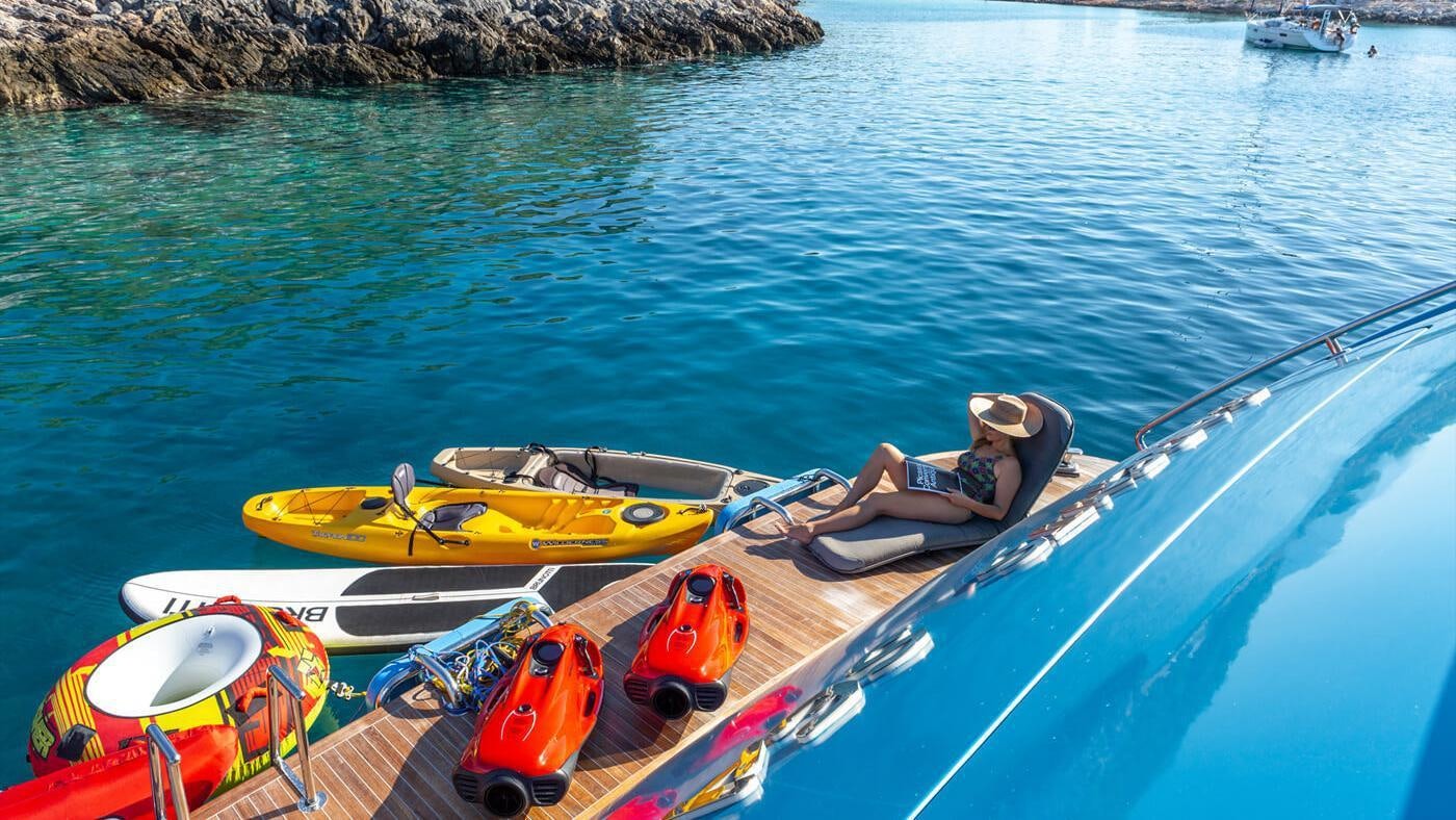 a person lying on a boat aboard SEA WOLF Yacht for Charter
