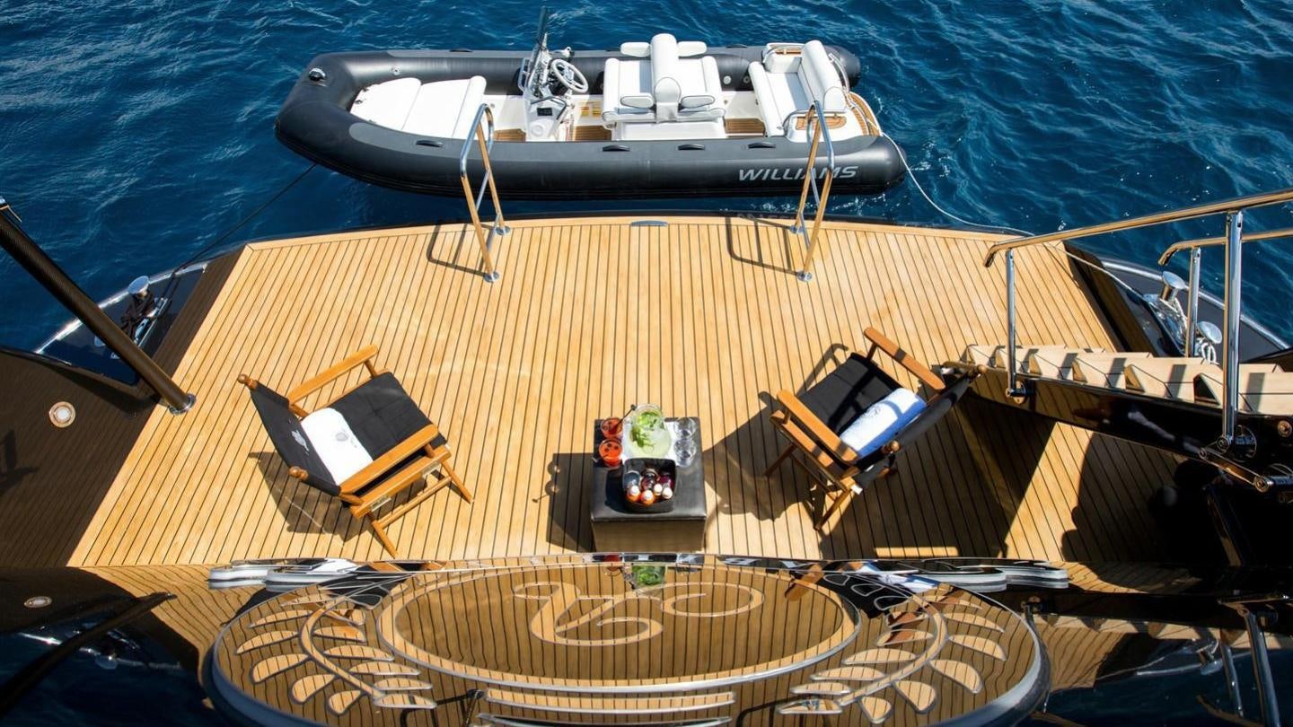 a boat on a deck aboard AQUILA Yacht for Charter