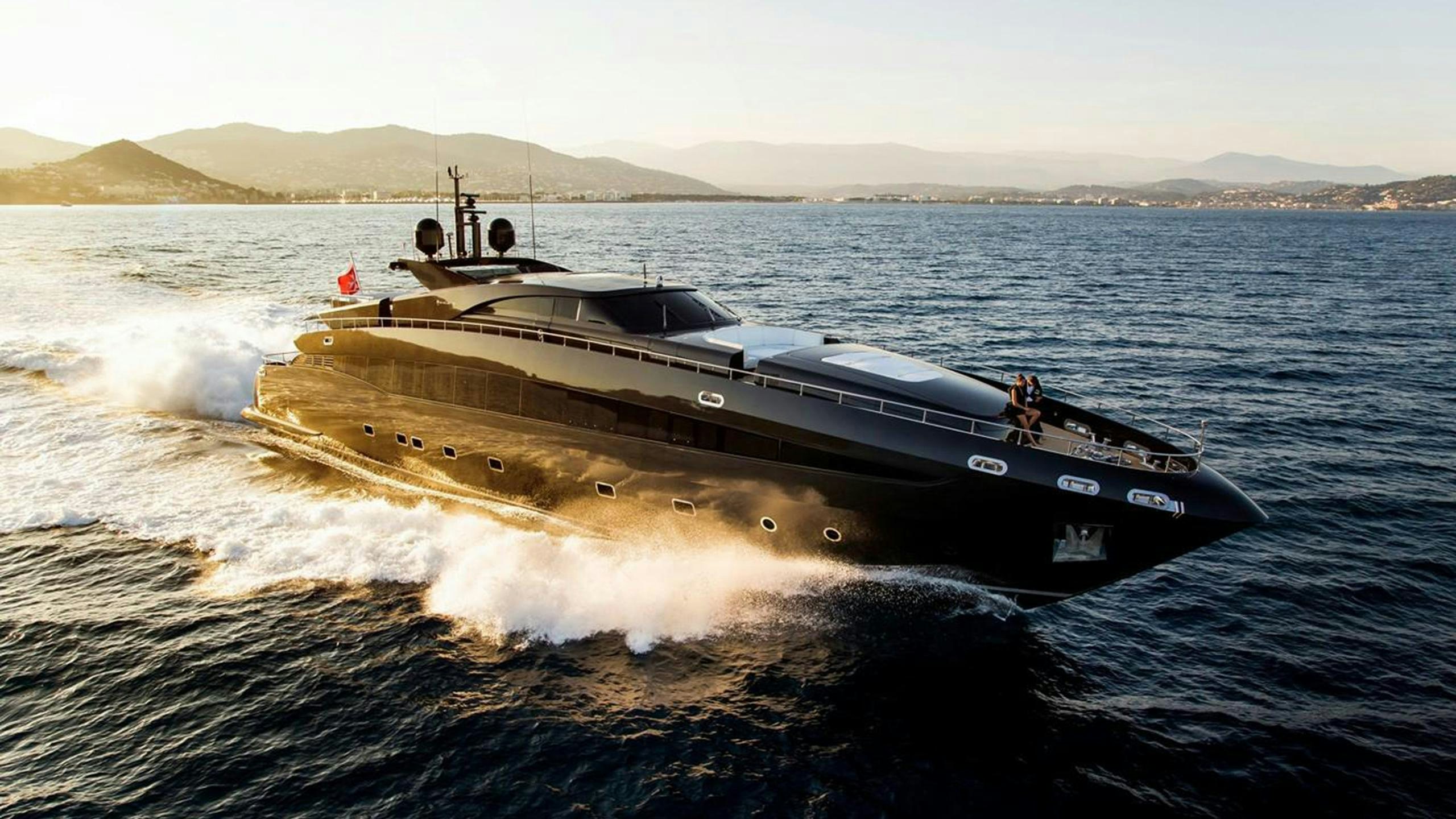 a military ship on the water aboard AQUILA Yacht for Charter