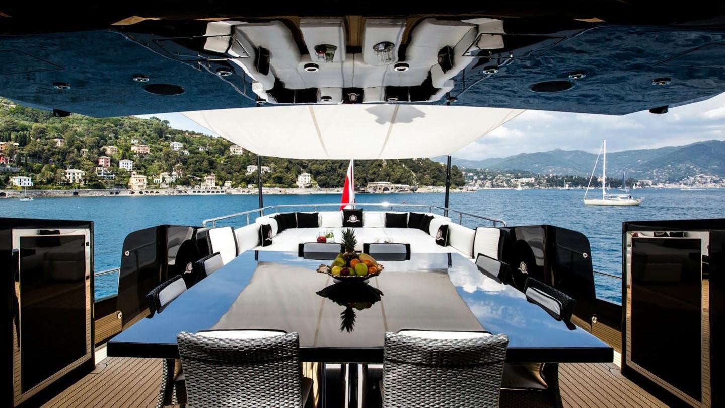 a table on a boat aboard AQUILA Yacht for Charter