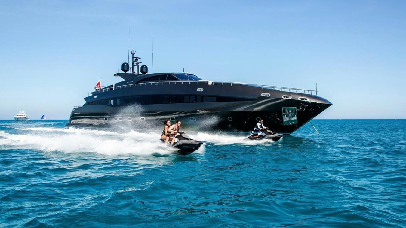 a boat sailing in the sea aboard AQUILA Yacht for Charter