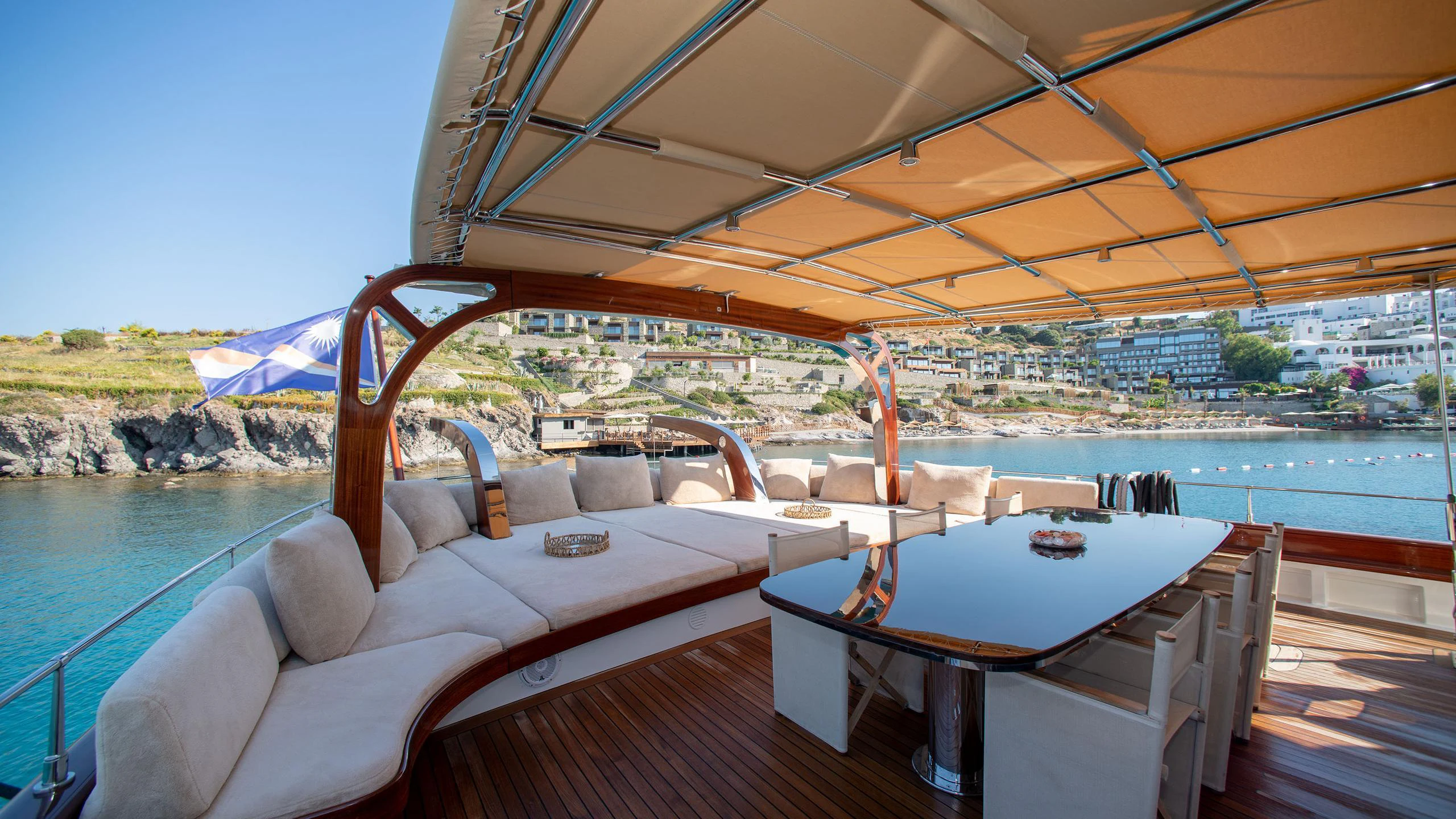 a boat on a deck aboard VAY Yacht for Charter