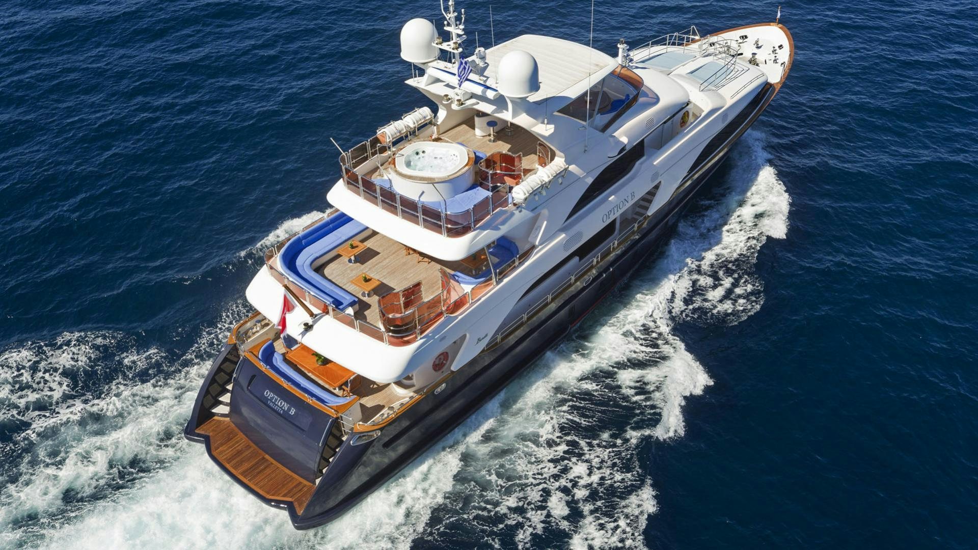 a ship on the water aboard OPTION B Yacht for Charter